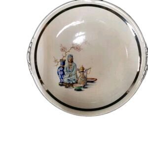 Plate Paden City Pottery Buddha Oriental Cherry Blossom Ceramic Dish Dinnerware